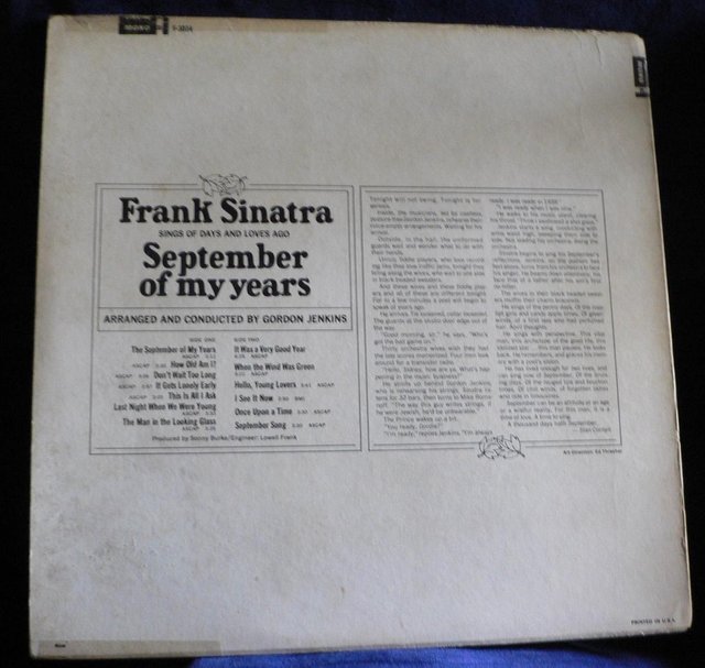 Image 2 of Frank Sinatra - September Of My Years - Reprise 1965