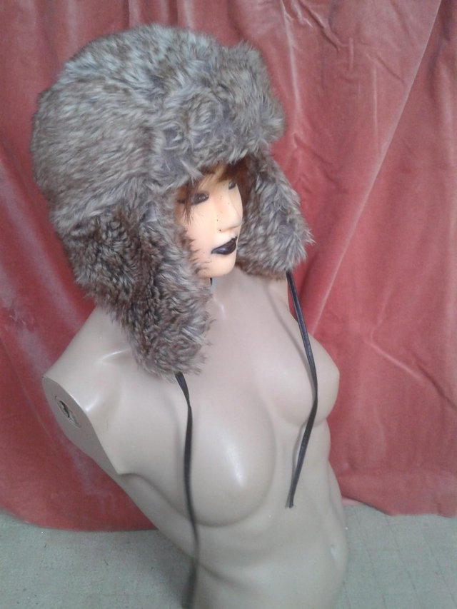 Image 3 of New Arctic Snow Russian faux fur quilted lined Trappers hat