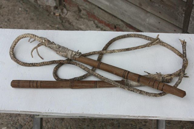 Preview of the first image of Uighur rawhide whips from western China.
