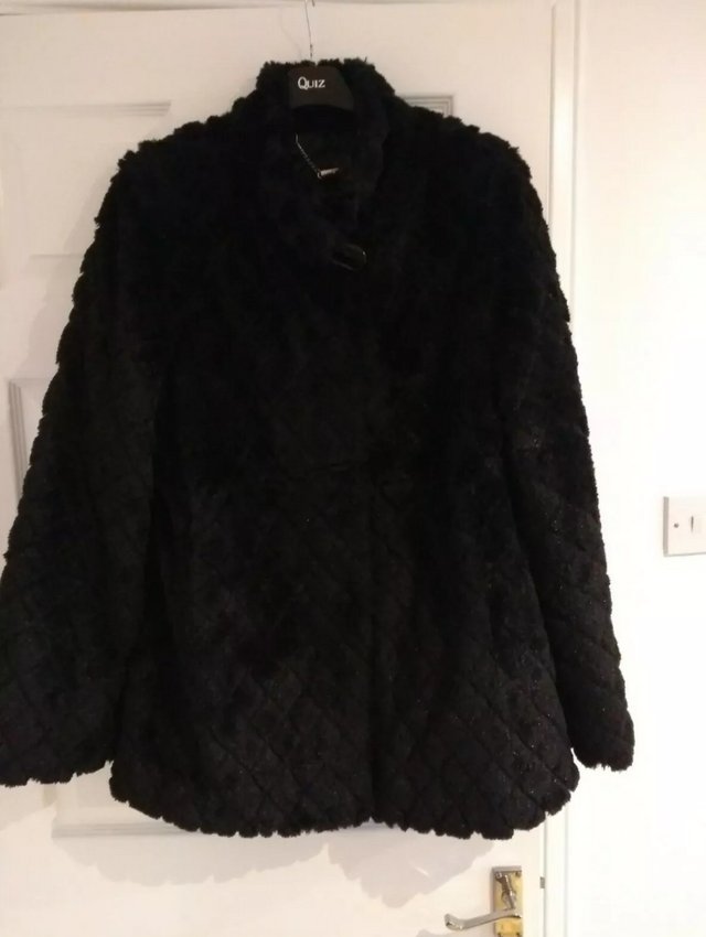 Image 2 of Dennis Basso Black Oversized Faux Fur Jacket M