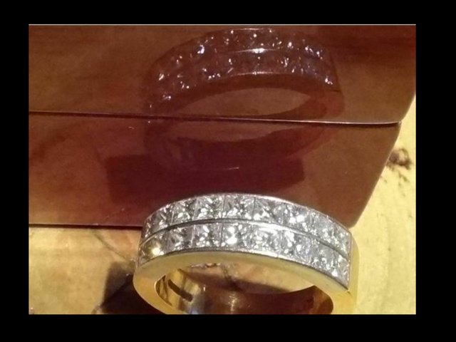 Preview of the first image of TWO ROWS OF PRINCESS CUT DIAMONDS, HALF ETERNITY RING 1.44ct.