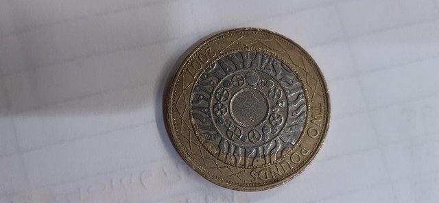 Preview of the first image of Mis Aligned Egg shaped £2 coin.