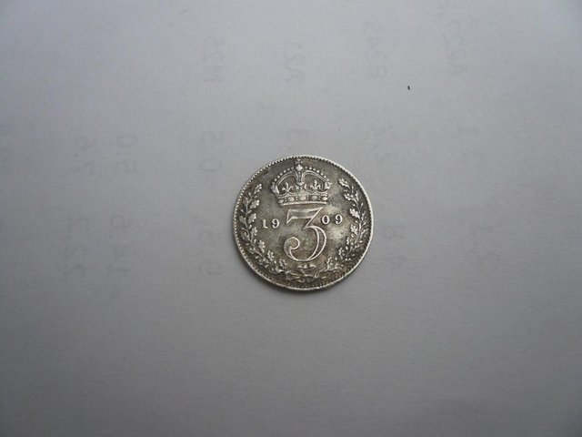 Preview of the first image of 2 GEORGE V SILVER 3d PIECES, 1909 & 1919.