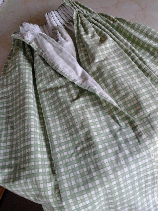 Preview of the first image of Green Check Curtains - Suitable for Wider Window.