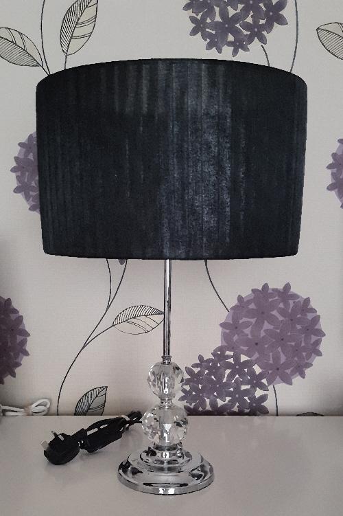 Preview of the first image of Lovely Crystal Bobble Lamp With Black Shade.