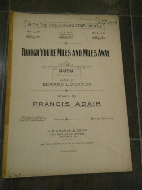 Preview of the first image of Though You're Miles and Miles Away Music by Francis Adair Sh.