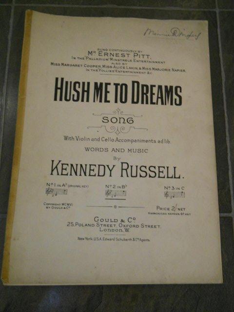 Preview of the first image of Hush Me to Dreams Words and Music by Kennedy Russell Sheet M.
