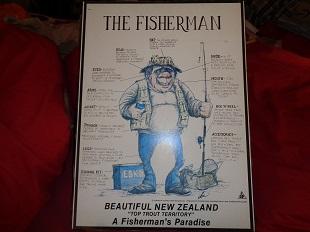 Image 2 of VINTAGE WOODEN FRAMED POSTER FUNNY FISHING ADD FOSTERS BEER