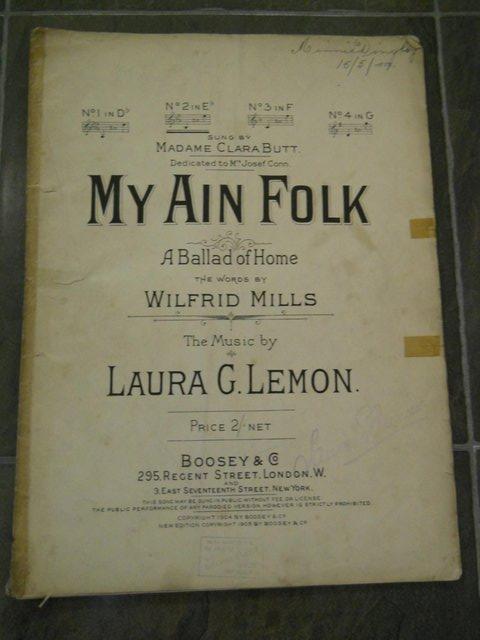 Preview of the first image of Vintage My Ain Folk Sheet Music 1905.