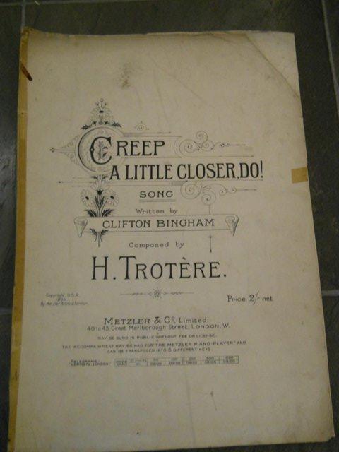 Preview of the first image of Vintage Sheet Music Creep A Little Closer Do!.