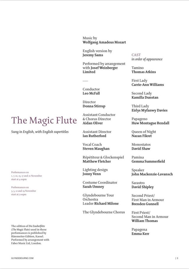 Image 3 of Magic Flute, Glyndebourne Tour Programme, 2020