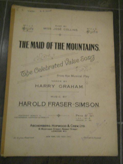 Preview of the first image of The Maid of the Mountains Vintage Music Sheet 1917.