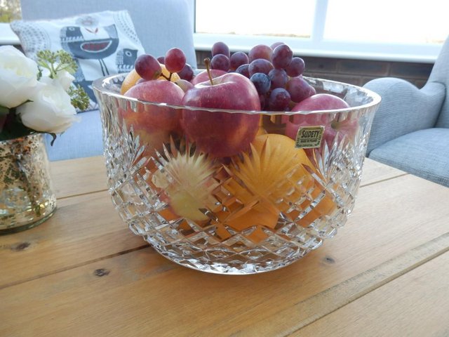 Preview of the first image of Large Hand Cut, Lead Crystal Fruit or Punch Bowl.