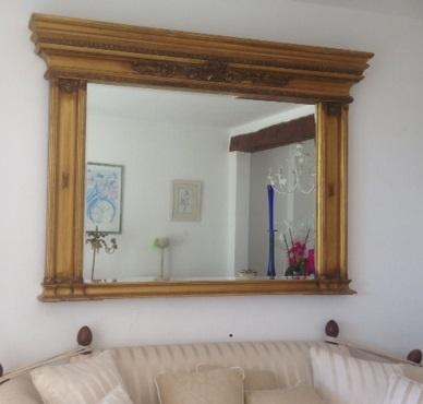 Preview of the first image of Ornate Reproduction Antique Over-Mantel Mirror.
