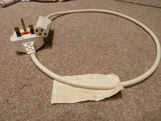 Preview of the first image of Mains cable/lead for kettle, 13 amp fused, white.