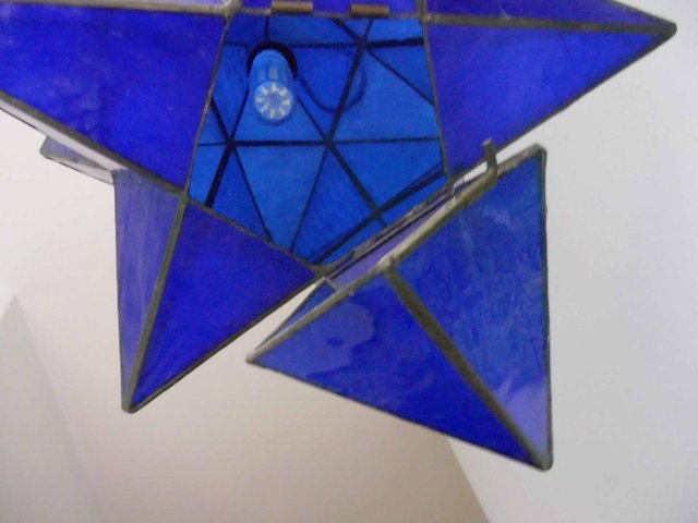 Image 2 of Antique Moravian BLUE Star Pendant Light SHADE-ceiling £50
