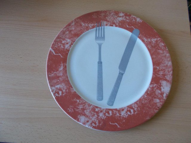 Image 2 of Presentation plate, with knife and fork picture