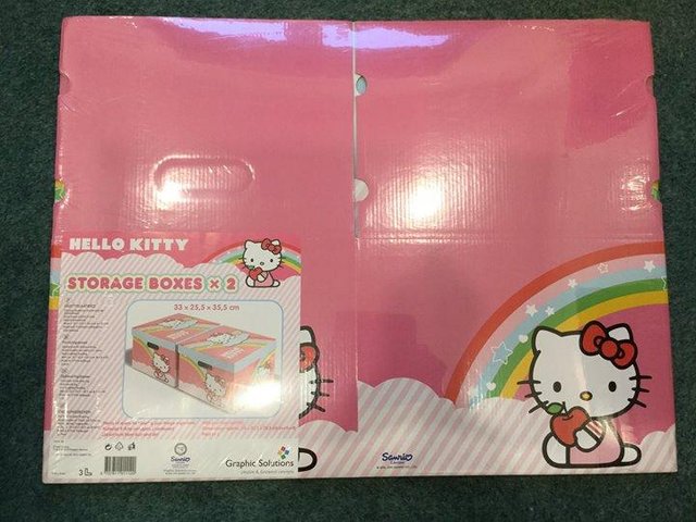 Preview of the first image of 2 x New Hello Kitty Storage boxes with lids.
