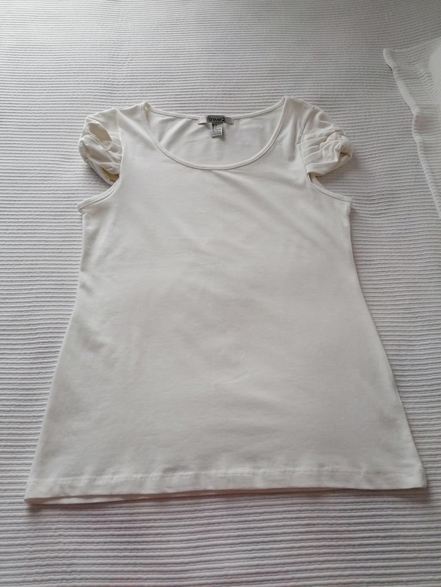 Preview of the first image of LADIES T-SHIRT "FOREVER 21" CREAM COLOUR L.