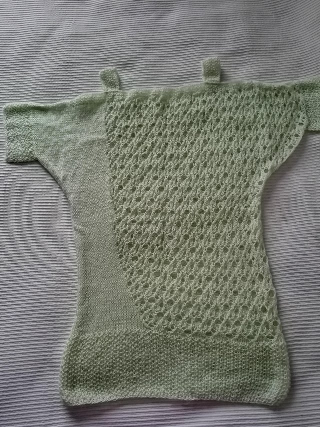 Preview of the first image of LADIES KNITTED COLD SHOULDER SWEATER S/M.