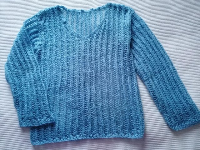 Preview of the first image of LADIES KNITTED SWEATER BABY BLUE M.