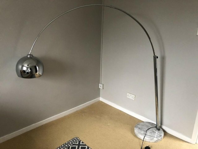 Image 2 of Gorgeous large marble and chrome arc floor lamp