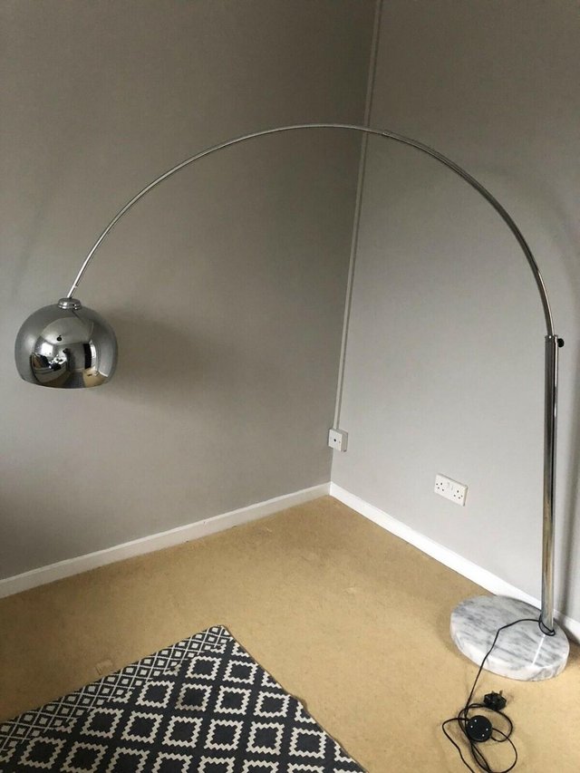 Preview of the first image of Gorgeous large marble and chrome arc floor lamp.