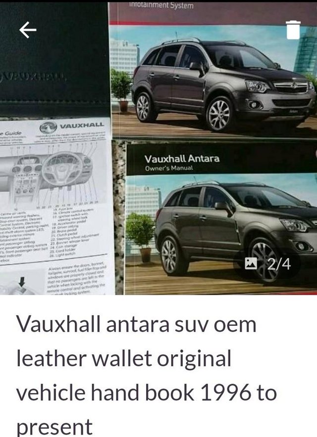 Preview of the first image of Vauxhall antara suv oem leather wallet original vehicle hand.
