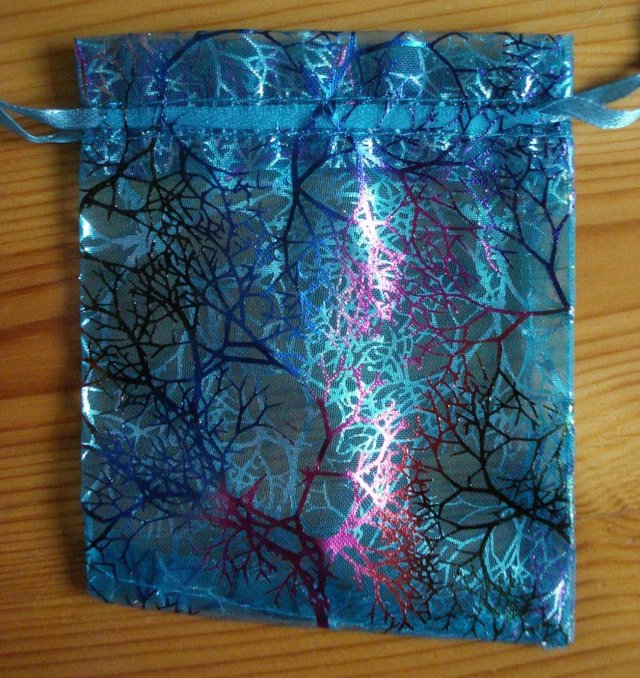 Preview of the first image of NEW BLUE GLITTER JEWELLERY POUCH GIFT BAG FOR NECKLACE, RING.