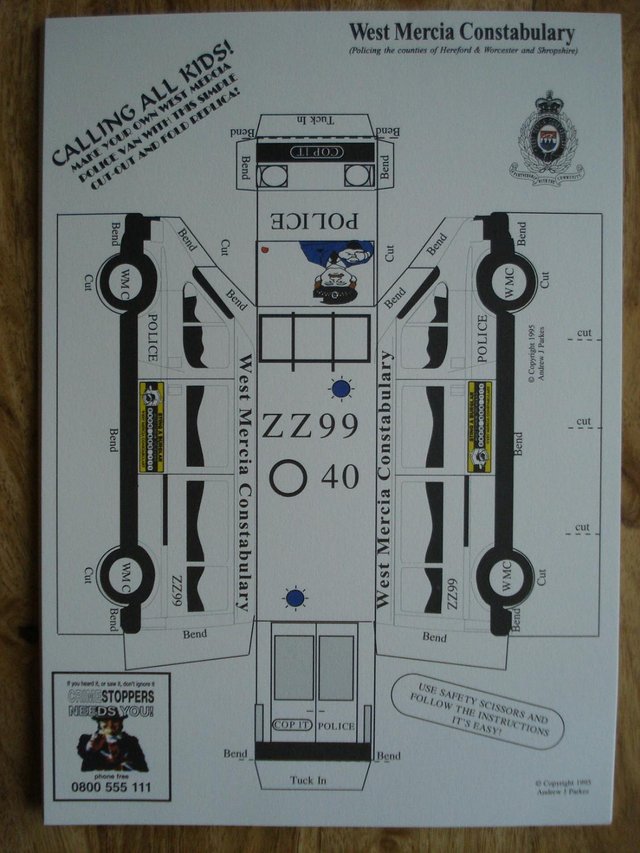 Preview of the first image of NEW 6x MAKE YOUR OWN POLICE VAN – CUT OUT & FOLD - PARTY BAG.