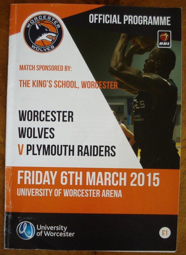 Preview of the first image of OFFICIAL PROGRAMME WORCESTER WOLVES BASKETBALL MATCH 6/3/15.