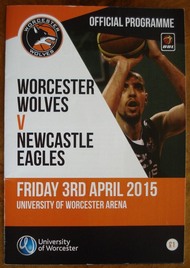 Preview of the first image of OFFICIAL PROGRAMME WORCESTER WOLVES BASKETBALL MATCH 3/4/15.