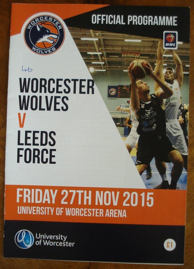 Preview of the first image of OFFICIAL PROGRAMME WORCESTER WOLVES BASKETBALL 27/11/15.