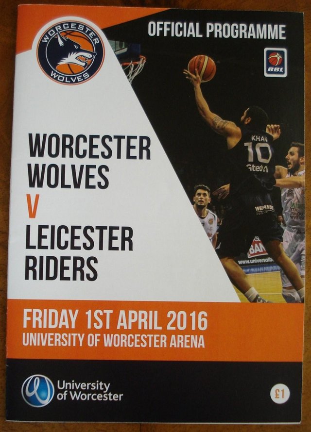 Preview of the first image of OFFICIAL PROGRAMME WORCESTER WOLVES BASKETBALL MATCH 1/4/16.