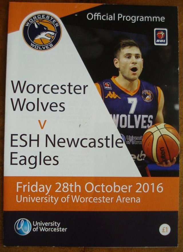 Preview of the first image of OFFICIAL PROGRAMME WORCESTER WOLVES BASKETBALL 28/10/16.