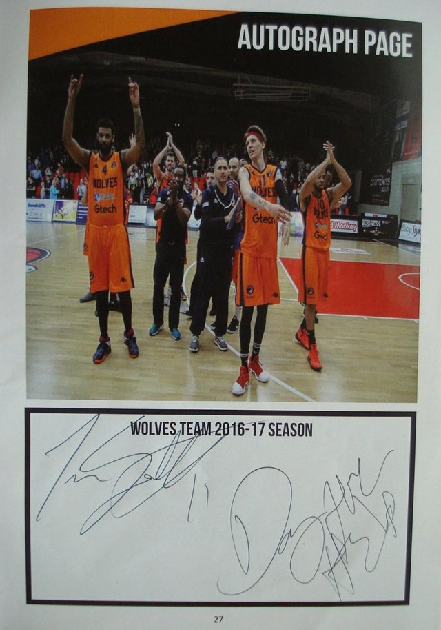 Preview of the first image of OFFICIAL AUTOGRAPHS WORCESTER WOLVES BASKETBALL 30/4/17.