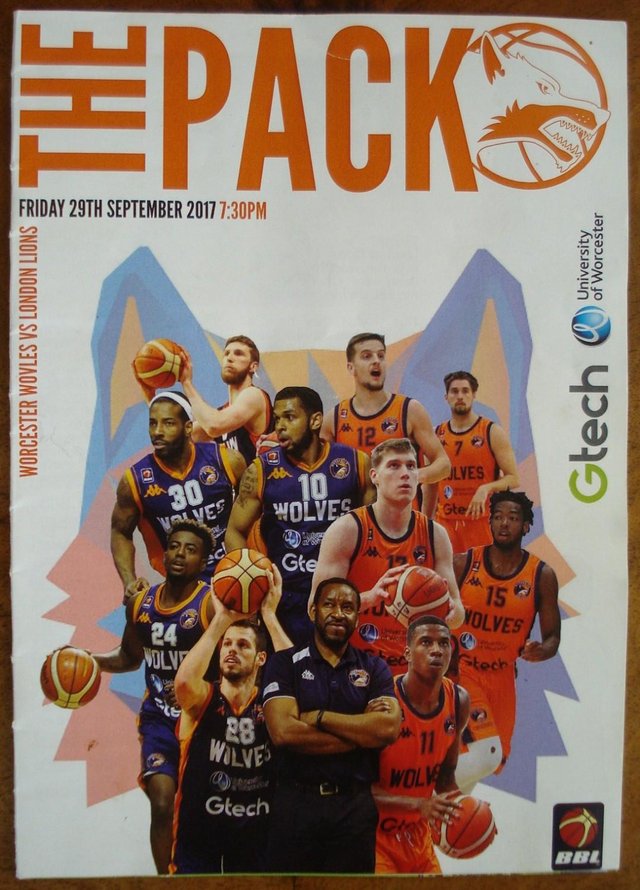 Preview of the first image of OFFICIAL PROGRAMME WORCESTER WOLVES BASKETBALL MATCH 29/9/17.
