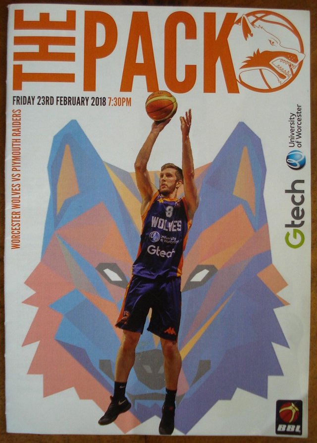 Preview of the first image of OFFICIAL PROGRAMME WORCESTER WOLVES BASKETBALL MATCH 23/2/18.