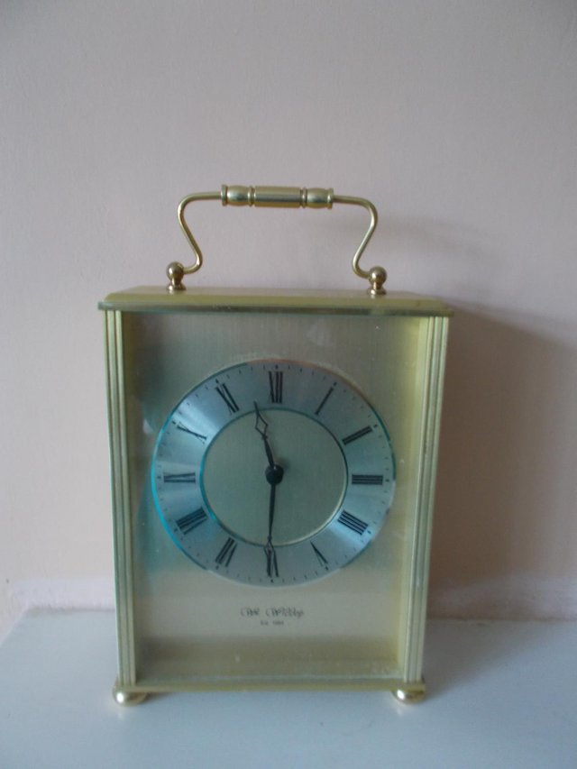 Image 2 of Wm Widdop carriage clock in gold effect