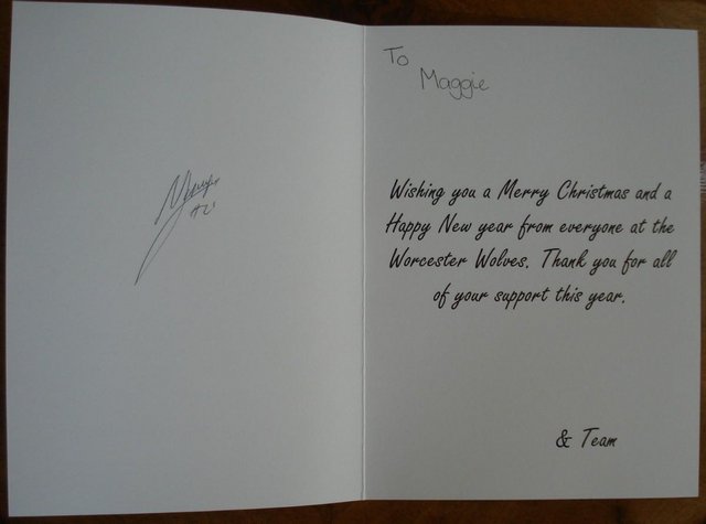 Image 2 of WORCESTER WOLVES BASKETBALL TEAM AUTOGRAPHED XMAS CARD