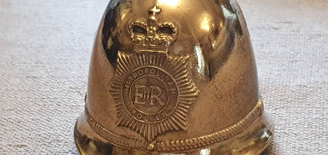 Image 3 of 2 Vintage Brass Metal Metropolitan Policeman's Helmet Bells