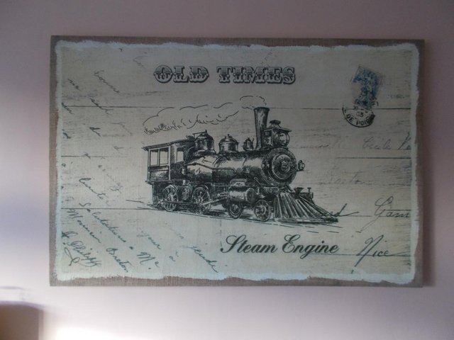 Preview of the first image of Old Times Steam Engine painting on canvas.