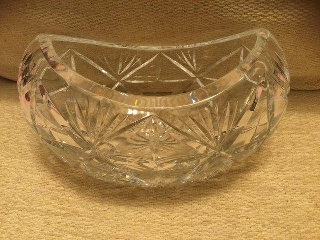 Preview of the first image of Heavy Lead Crystal Boat Bowl.