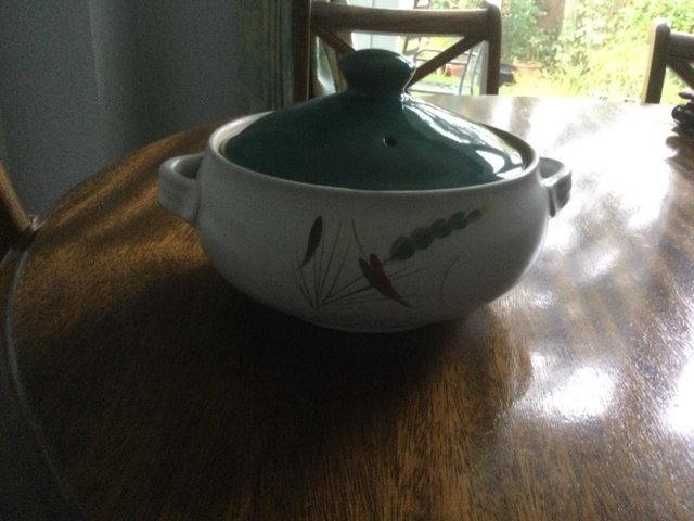 Image 3 of Vintage Denby “Greenwheat” covered vegetable dish