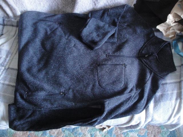 Preview of the first image of Charcoal Black / greyish fleck part zip-fronted Top New.C365.