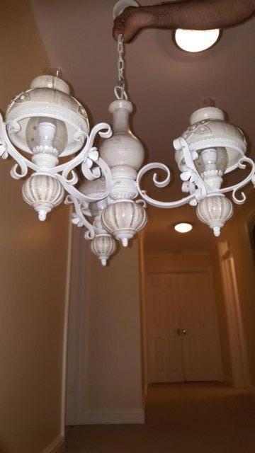 Image 2 of ANTIQUE LOOK WHITE CHANDELIER LIKE NEW