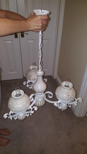 Preview of the first image of ANTIQUE LOOK WHITE CHANDELIER LIKE NEW.