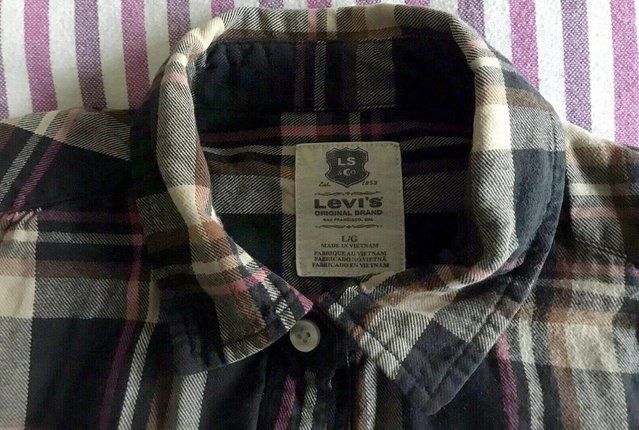 Image 3 of Ladies Levi Strauss Long Cotton Flannel Shirt Size Large