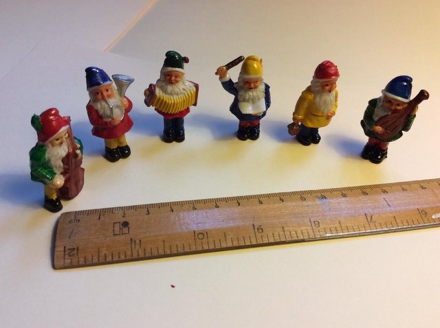 Image 2 of Six Tiny Christmas Gnome Carollers Cake Decorations