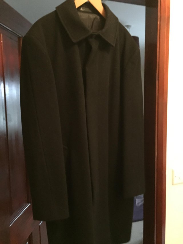 Preview of the first image of Men’s Black Wool Overcoat Bought from BHS.